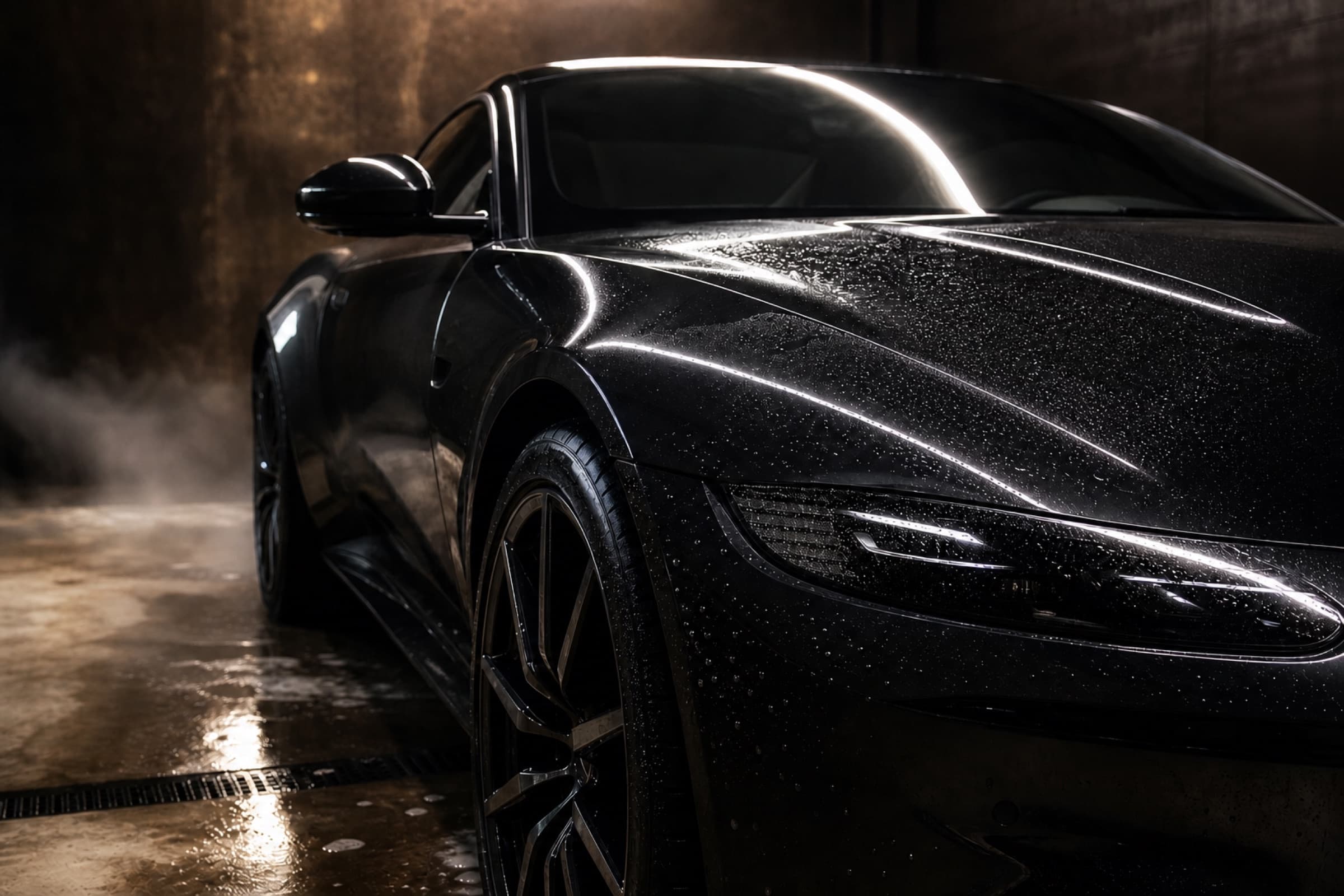 Carrosserie noire révélée par une lumière de contrôle